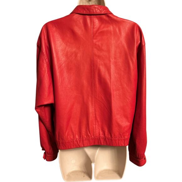 Perfect Vintage Bally of Switzerland Red Supple Leather Bomber jacket Women’s 6 - Picture 3 of 16